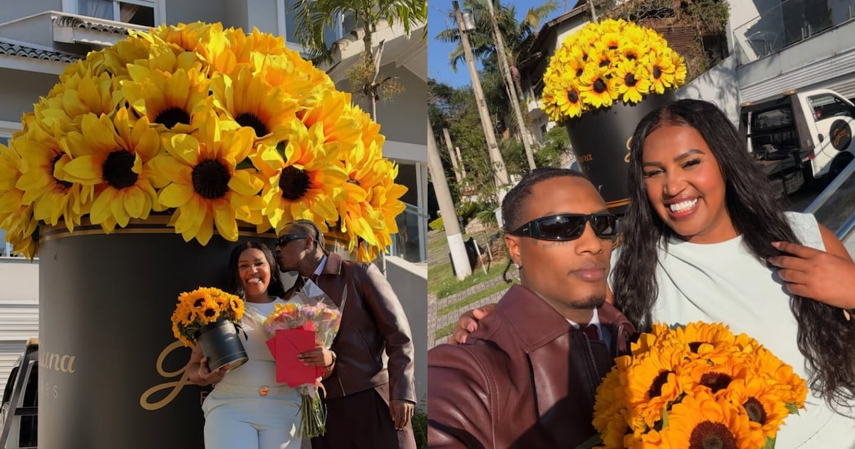 Rapper Kayblack presenteia mãe com buquê de girassóis de 2,72 metros no aniversário de 45 anos