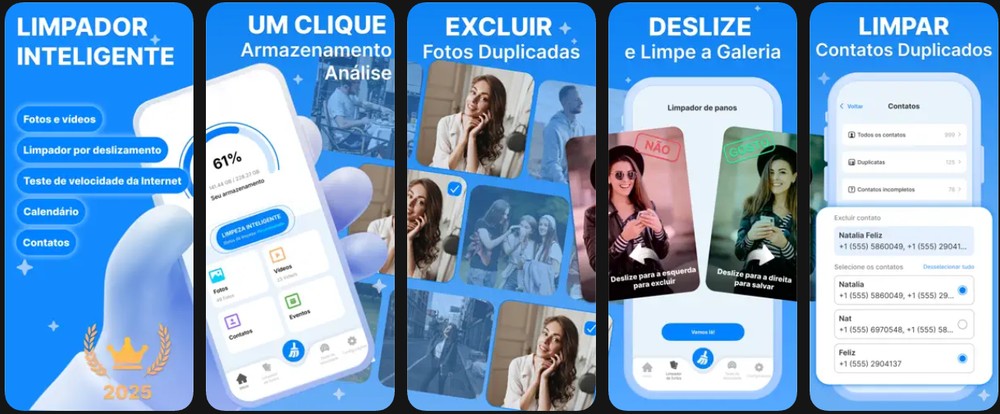 Apps de limpeza organizam arquivos pesados por categoria para facilitar a exclusão — Foto: Reprodução/App Store