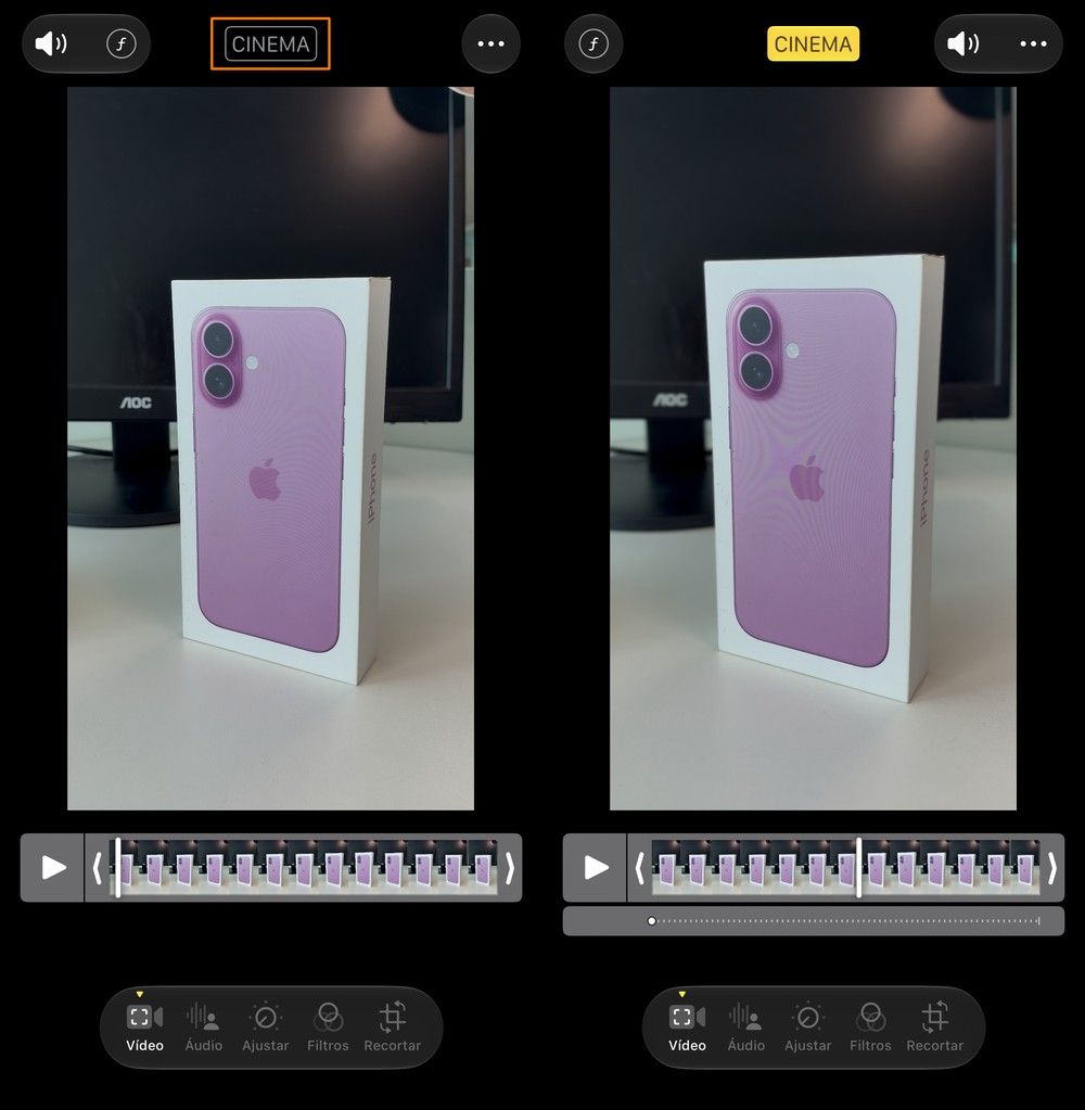 Ativação de modo cinema em vídeo já existente — Foto: Reprodução/Ana Loubak