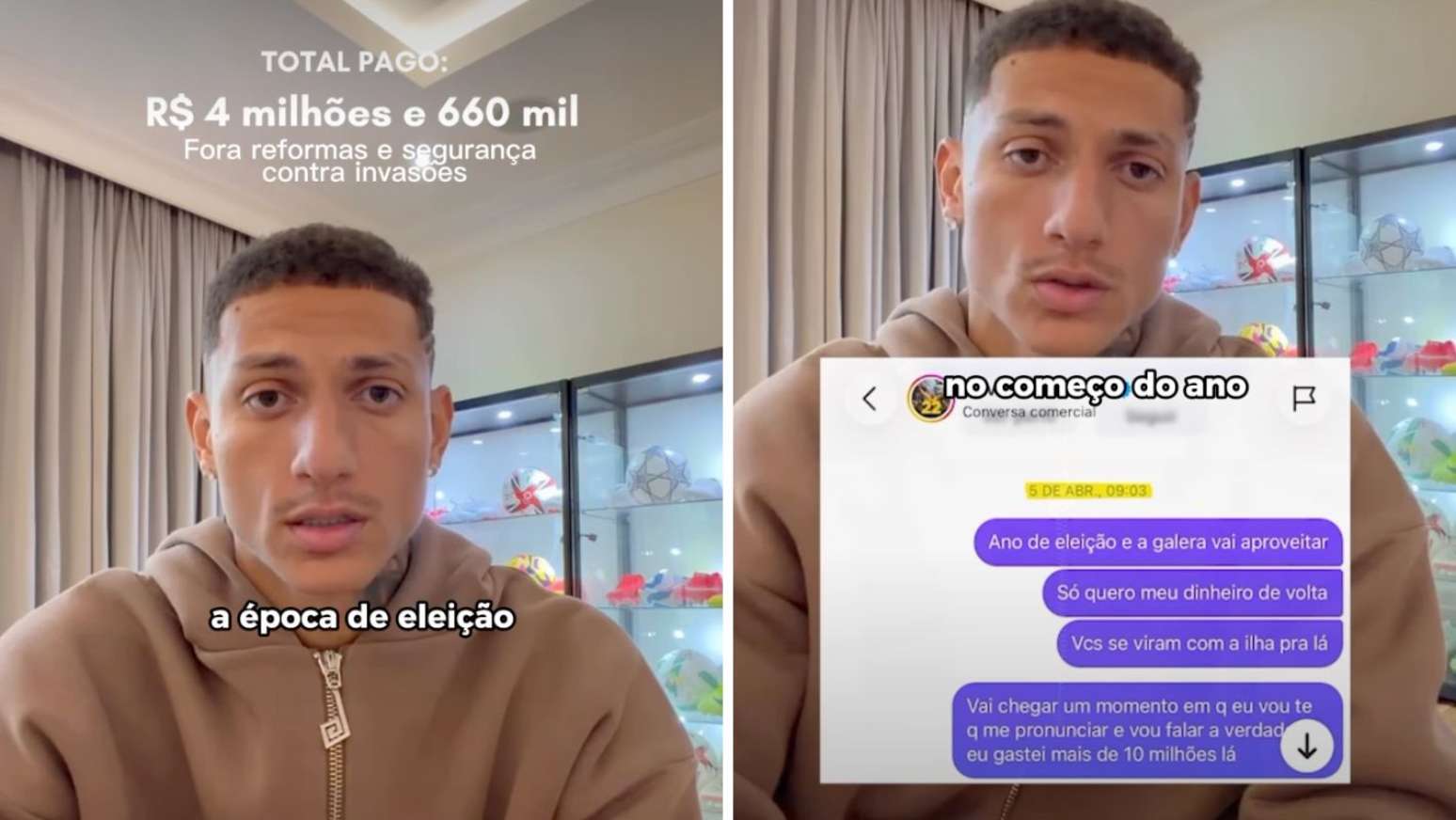 Richarlison mostra documentos que comprovariam compra de mans&atilde;o em ilha no RJ