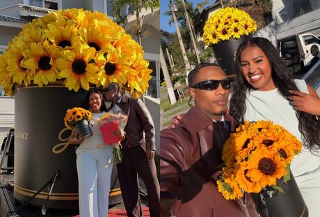 Rapper Kayblack presenteia mãe com buquê de girassóis de 2,72 metros no aniversário de 45 anos